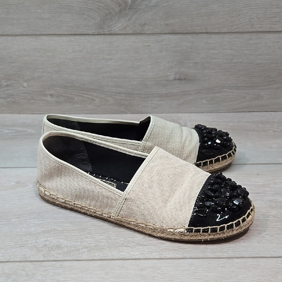 Sam Edelman Women's Linda Beige & Black Espadrilles Loafer Slip On Shoes 8 - Picture 1 of 13